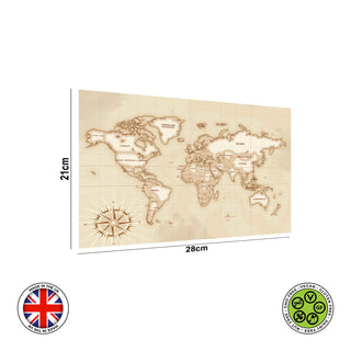 Vintage World Map edible cake topper decoration