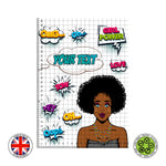 Personalised Black African-american Girl Pop Art Pinup edible cake topper decoration