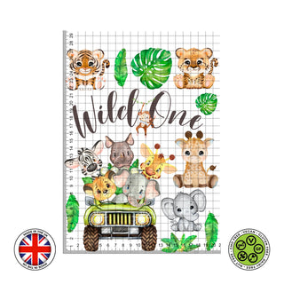 Wild One Baby Shower Safari Cute Animals Green Car Watercolour Jungle edible cake decorations