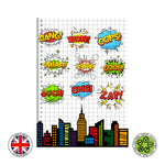 Comic Speech Bubbles Cartoon Cloud Superhero City Skyline bundle edible cake topper decoration