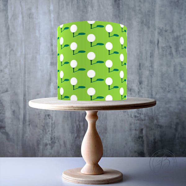 Green Golf Course and Balls Seamless Pattern edible cake topper decoration