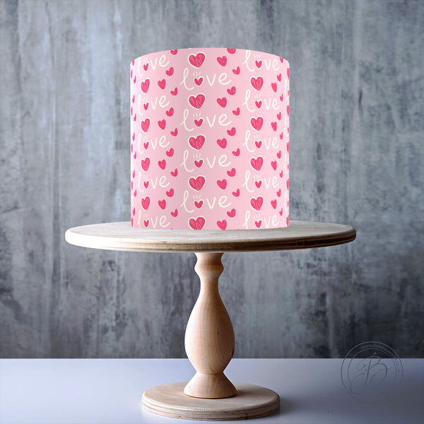 love & hearts Seamless Valentine's Pattern edible cake topper decoration