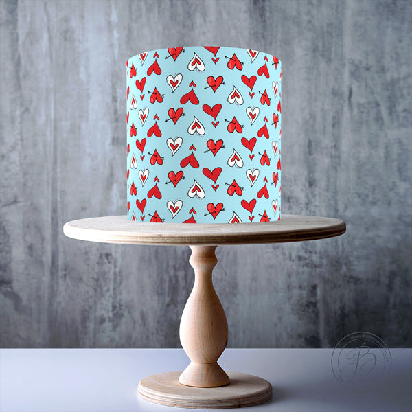 Cute hearts and arrows Seamless Valentine's Pattern edible cake topper decoration