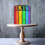 BEKIND sign language rainbow PRIDE edible cake topper decoration