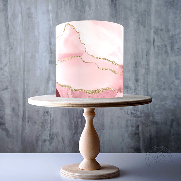 Pale Pink Agate edible cake topper decoration