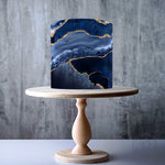 Dark Navy Agate edible cake topper decoration