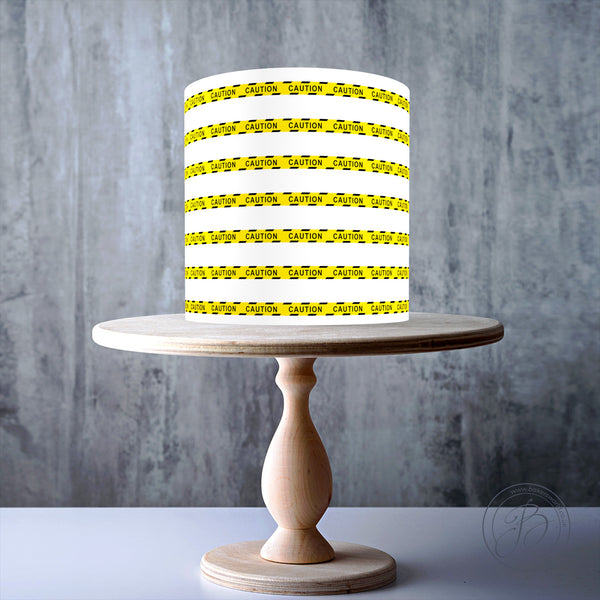 CAUTION Hazard Tape seamless pattern edible cake topper decoration