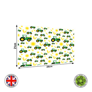 Green Tractor Sun Wheat seamless pattern edible cake topper decoration