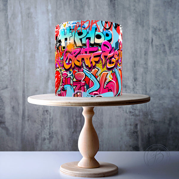 Graffiti wall art edible cake topper decoration