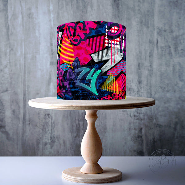 Graffiti wall art edible cake topper decoration