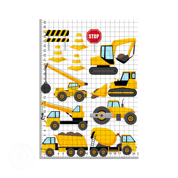 Heavy equipment Construction site set edible cake topper decoration