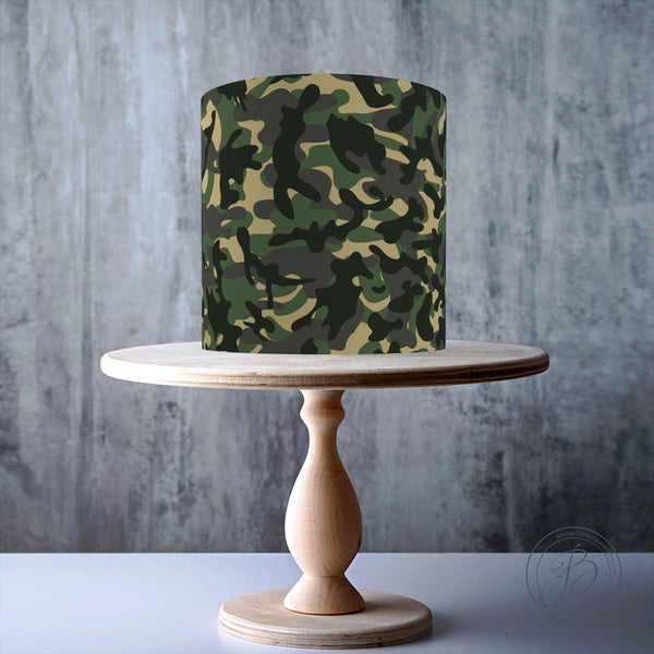 Woodland seamless camouflage pattern edible cake topper decoration