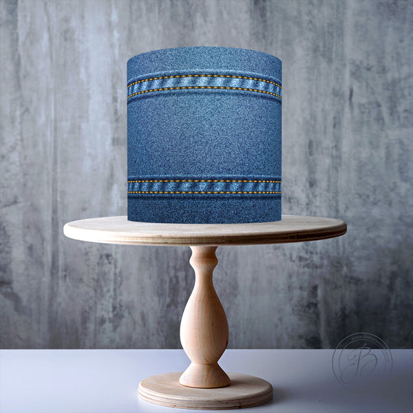 Denim seamless pattern with stitching edible cake topper decoration