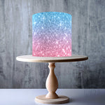 Blue Pink Glitter effect seamless edible cake topper decoration