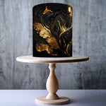 Panoramic black and gold effect marble edible cake topper decoration