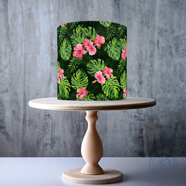 Tropical Leaves Seamless Pattern edible cake topper decoration