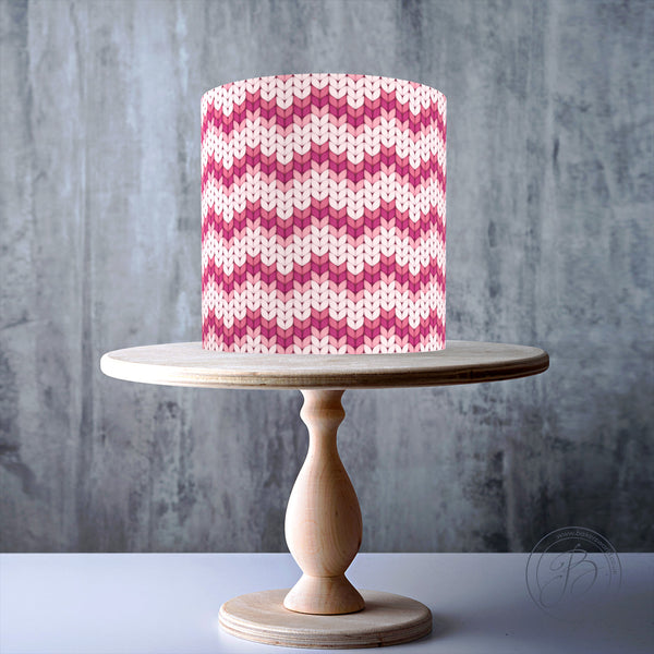 Cozy Knitted Pink Seamless Pattern edible cake topper decoration