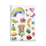 Spring Fairy Watercolour set with Rainbow Ladybug Flowers edible cake topper decoration