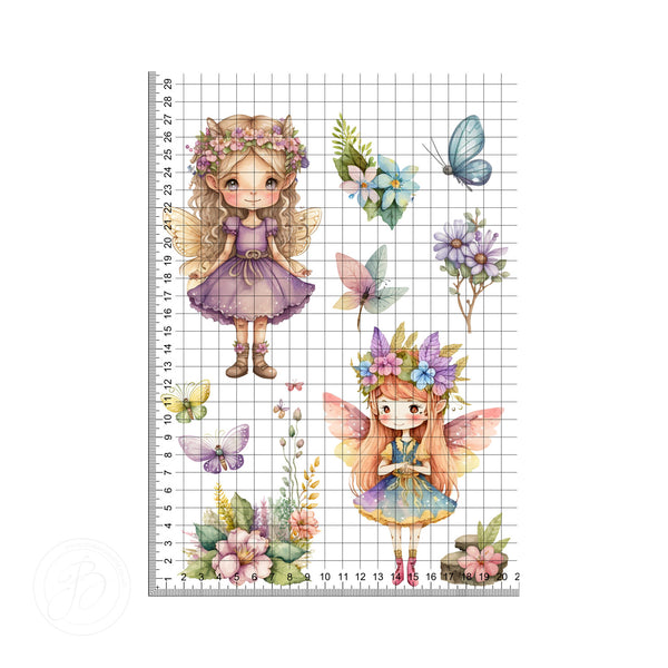 Watercolour Fairy set edible cake topper decoration