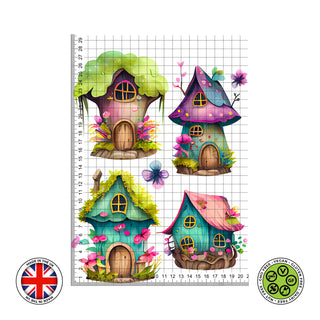 Cute Fairy Houses Watercolour set edible cake topper decoration