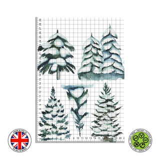 Winter Snowy Fir Trees Watercolour bundle edible cake topper decoration