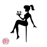 Personalised sitting girl silhouette cake topper