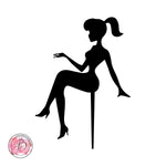 Personalised sitting girl silhouette cake topper