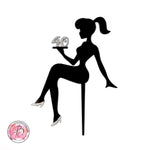 Personalised sitting girl silhouette cake topper