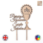 Personalised IHS Pierwsza Komunia Swieta - First Holy Communion cake topper (Chalice)