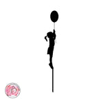 Girl with balloon silhouette birthday cake topper