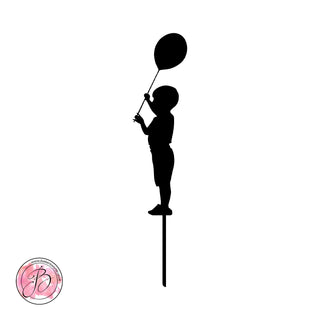 Boy with balloon silhouette birthday cake topper