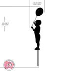 Boy with balloon silhouette birthday cake topper