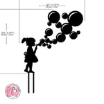 Girl blowing bubbles silhouette cake topper