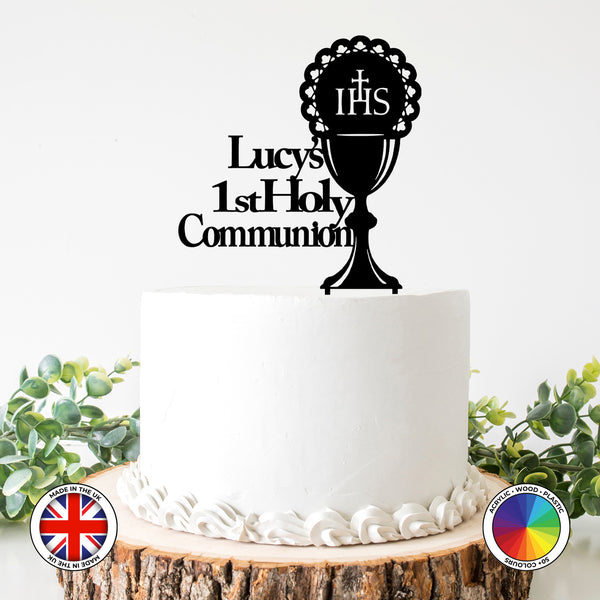 Personalised IHS First Holy Communion cake topper (Chalice)