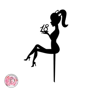 Personalised sitting girl silhouette cake topper