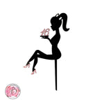 Personalised sitting girl silhouette cake topper