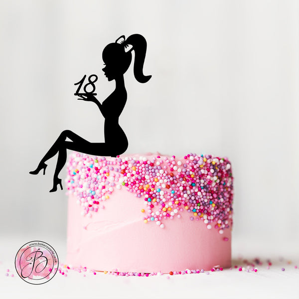 Personalised sitting girl silhouette cake topper