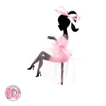 Personalised sitting girl silhouette with tutu cake topper