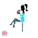 Personalised sitting girl silhouette with tutu cake topper