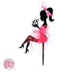 Personalised sitting girl silhouette with tutu cake topper