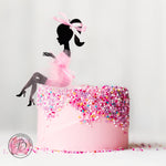 Personalised sitting girl silhouette with tutu cake topper