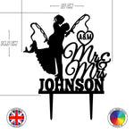 Personalised fisherman groom bride Mr & Mrs - wedding cake topper