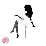 Personalised sitting girl silhouette with tutu cake topper