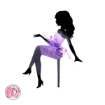 Personalised sitting girl silhouette with tutu cake topper