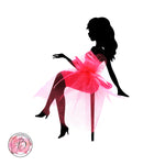 Personalised sitting girl silhouette with tutu cake topper