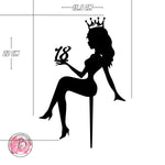 Personalised sitting girl silhouette with crown cake topper