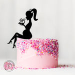 Personalised pregnant sitting girl silhouette cake topper