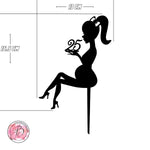 Personalised pregnant sitting girl silhouette cake topper