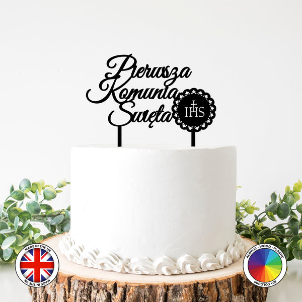 Pierwsza Komunia Swieta IHS - First Holy Communion cake topper