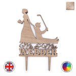 Personalised golfer groom bride Mr & Mrs - wedding cake topper